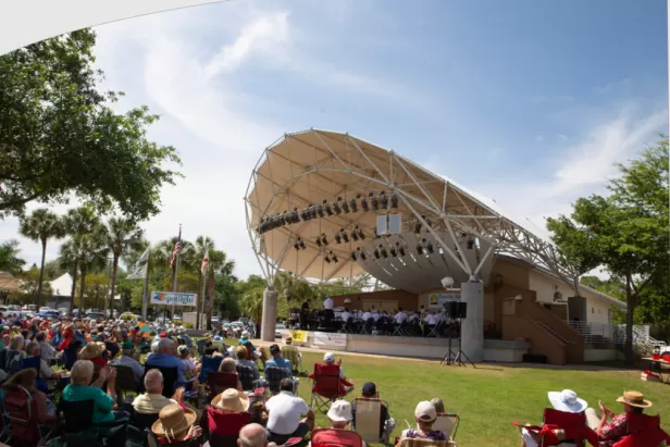band playing in park
