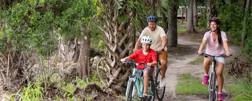 Family enjoying a bike ride